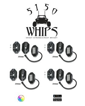 Wh-2206 5150 Whips 187 Style Led Rock Lights With Control Harness For Utv/truck - 4 Pod