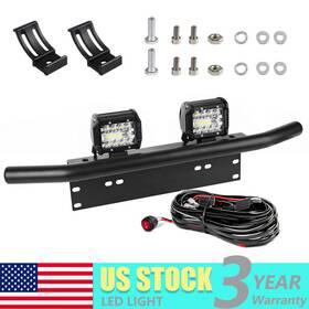 Aaiwa 116554333904 23ftft Bull Bar License Plate Mount Bracket And 4 Inch Led Work Lights Combo Kit Wiring