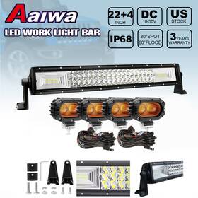 5120c-lwz-10-2 Aaiwa 22 Inch Tri-row Led Light Bar Combo Kit Offroad Driving 4wd 4pcs 4ftft Amber Pods