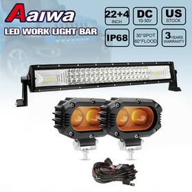 5120c-lwz-10 Aaiwa 22 Inch Tri-row Combo Led Light Bar Offroad Driving 4wd 2x 4ftft Amber Work Lights