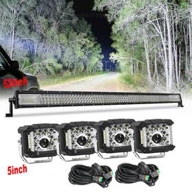 Lw61580-2 Aaiwa Led Light Bar 52ftft 4x 5ftft Side Pods Combo Wiring Offroad For Jeep Truck Suv 4wd