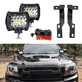 Qplp24tm-21 Aaiwa Fit 2005-2015 Toyota Tacoma Over Hood Ditch Side Led Light Pod Bracket Wire Kit