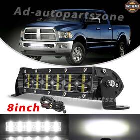 Ad-autopartszone 742010066941 Dual Row 8 Inch Bumper Led Work Light Bar Driving Offroad 4wd Atv Truck 3m Wire