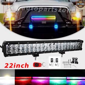 9624rl-0416-rgb-1p Ad-autopartszone 20 Inch Led Light Bar With Rgb Multi Color Strobe Triple Row Flood Spot Offroad Truck