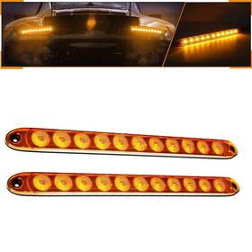 Sku001694-2pcs-amber Aoxlfu 2pcs Amber 16 Inches 11 Led Ip65 Waterproof Sealed Trailer Light Bar For Park