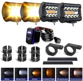 Aslong 750266736181 4pcs 4inch Led Pods Strobe Lights White/amber Yellow Light Bar Driving Fog O