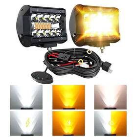 Aslong 750266816142 2pcs 4inch Led Single Row White/amber Flasing Strobe Pods Work Lights
