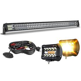 Aslong 750266816173 52 Inch Led Light Bar 300w Spot Flood Combo Curved2pcs 4 White/amber Yellow