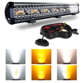 126w Aslong 758226781509 20 Inch Led Light Bar White/amber Flasing Strobe With Six Modes Spot Flood