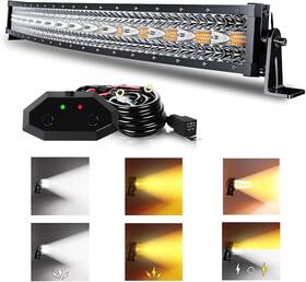 As-nb-hbbs-32in180wcdhm-bt Aslong 32 Inch 180w Curved Led Light Bar White/amber Flasing Strobe Six Modes Spot