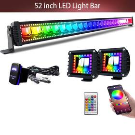 Aslong Light Light-11.17-1 52 Inch Rgb 300w Led Bar Spot Flood Offroad Fit For Chevy Jeep Truck Z