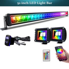 Aslong Light Light-11.17-8 52 Inch Rgb 300w Led Bar Spot Flood Offroad Fit For Chevy Jeep Truck L