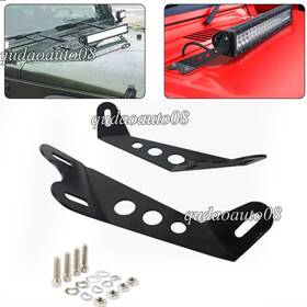 Jk20 Auto08 20 Inch Led Light Bar Steel Hood Mounting Brackets Kit Fit 07-17 Jeep Jk Wrangler