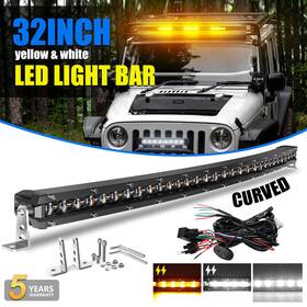 Js-9610g-tj-wy-xz Autolightclub Curved 32 Inch Yellow/white Stobe Led Work Hazard Warning Light Bar Suv Utv 4wd