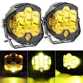 16n06918-yex2-hwzguskyn Autoxbert 2x 5 Inch Led Side Shooter Pod Spot Flood Lights Drl Amber Fog Driving Light