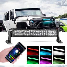 Autoam1693 Auxbeam 22 Inch 280w Straight Rgb Led Light Bar Multi Color Bluetooth App For Jeep