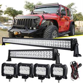 Autoam1899 Auxbeam 52 Inch Led Light Bar Combo 22 4 18w Pods For Jeep Wrangler Jk Yj Tj Cj Lj