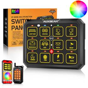 Autoam5626 Auxbeam Rgb 12 Gang Switch Panel Kit On-off Led Light Bar App And Remote Control