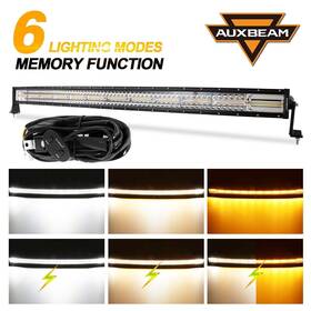Autoam7865 Auxbeam For 84-01 Jeep Cherokee Xj 50 Inch Strobe Flash Curved Led Light Bar Amber White 52