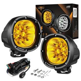 Autoam8353 Auxbeam 4 Inch Amber Yellow Led Driving Fog Pods Work Light Bar For Can Am Maverick