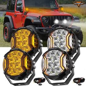 Autoam8374 Auxbeam 4x 5 Inch 20400lm 172w Led Pods Side Shooter Pod Lights White Amber Drl