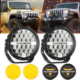Cra2431 Auxbeam 7 Inch Round Led Driving Light Amber And Black Cover For Jeep Pickup Suv