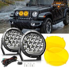 Cra564 Auxbeam 7 Inch Led Lights Pods Bar Spot Drl Driving With Amber Covers Pickup Suv Truck