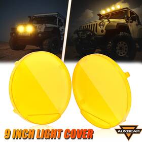 Cra8645 Auxbeam Pair 9 Inch Round Led Work Light Bar Offroad Driving Pods Amber Cover Shield