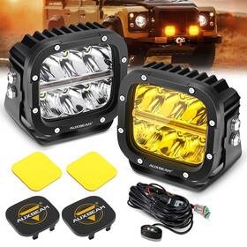 Cra9564 Auxbeam 5 Inch Led Driving Pods Work Light Bar With Amber Drl And Black Cover Truck Suv
