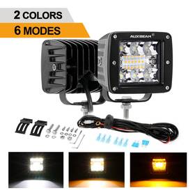 Dy3018bwa Auxbeam 3 Inch Led Work Cube Light Bar Amber And White Strobe Flash Driving Fog