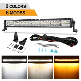 Dy51tm-180w Auxbeam 30 Inch Led Work Light Bar White And Amber Strobe Flash Lamp Wiring Harness