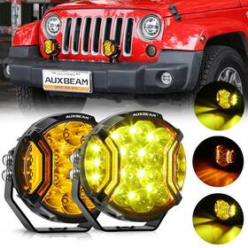 Ka25468 Auxbeam 5 Inch Yellow Led Light Bar Pods Side Shooter With Amber Drl Offroad Driving