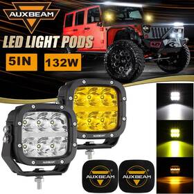 Ken05231 Auxbeam For Jeep Ford 5 Inch Led Work Light Offroad Driving Amber Drl And Black Cover