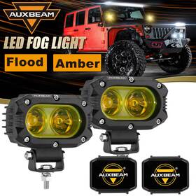 Ken86463 Auxbeam 4 Inch Amber Led Driving Light Flood Pods And Black Shield Cover Pickup Suv