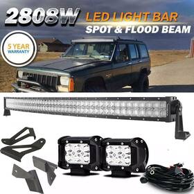 Kf-20190819-028-kammgshdjdj Auxbeam 50 Inch Led Light Bar 4 Fog Pods Roof Mount Bracket Kit For Jeep Cherokee Xj