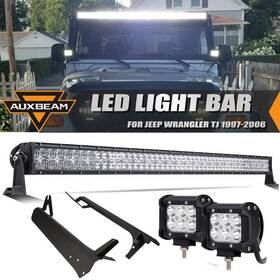 Nick655463 Auxbeam 50 Inch 288w And 4 Led Light Bar Pods Mount Bracket Kit For Jeep Wrangler Tj