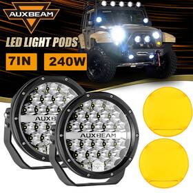 Nt25320-gt Auxbeam 7 Inch 240w Led Driving Light Fog Pods Lamp Cover For Jeep Truck Offroad