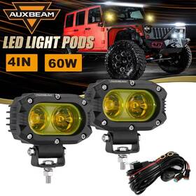 Unc56465 Auxbeam 4 Inch Amber Led Cube Pods Flood Beam Offroad Driving Fog Truck Atv Utv