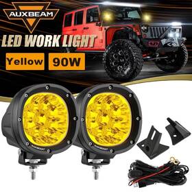 Uncleue0001612 Auxbeam Pair 4 Inch Amber Led Driving Light Pods Mount Bracket For Jeep Wrangler Jk