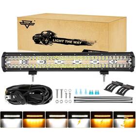 Zd000644ves Auxbeam 20 Inch 420w Led Light Bar 6 Modes Strobe Amber Pod Lights Yellow Fo