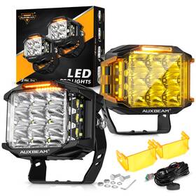 Zd000765-auto Auxbeam 5 Inch 168w 16440lm Combo Beam Side Shooter Led Square Pod Light W Amber Drl