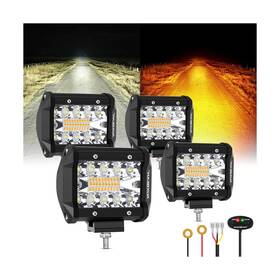 Zd000775-ve Auxbeam 4ftft 240w Led Pods 4 Pack Amber/white/strobe 6 Modes Light Bar Spot