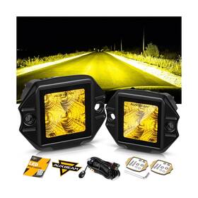 Zd000814ve Auxbeam Flush Mount Pod Lights 3.5 Inch Amber Led Cube Fog Off-road Light Po