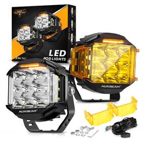 Zd000851-auto Auxbeam 5 Inch 168w 16440lm Combo Beam Side Shooter Led Round Pod Lights W Amber Drl
