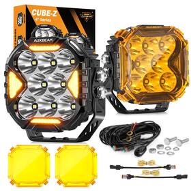 Zd000860ves Auxbeam Cube-z Series 4 Led Pods With Amber Covers 112w 12800lm Spot Offroad