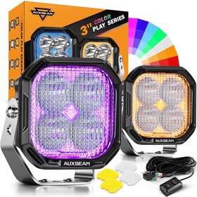 Zd000894-ve Auxbeam Rgb Offroad Led Pod Lights 3 Inch 116w Flood Beam Ditch 7 Colo
