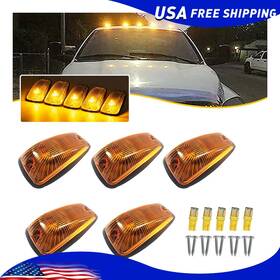 Auxito 144074306772 5x Cab Marker Roof Light Clear Lens Led Amber Bulbs For Chevy/gmc Pickup Trucks