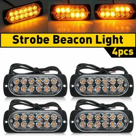 Bsd-12led-4y Auxito Usa 12 Led Car Warning Hazard Beacon Strobe Flash Light Bar Amber 4pcs