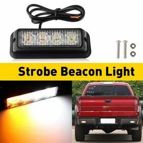 Bsd-4led-1wy Auxito 1pcs 4led Amber White Car Hazard Strobe Lights Emergency Flashing Warning Beacon