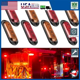 Cbd-4led-2y2r Auxito 2set Amber Red Led 4 Side Marker Clearance Light Waterproof For Trailer Truck Rv